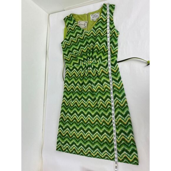 Chartreuse Y2K Donna Rae New York Dress Green Stripe Retro Belted Small Twee - Picture 4 of 11